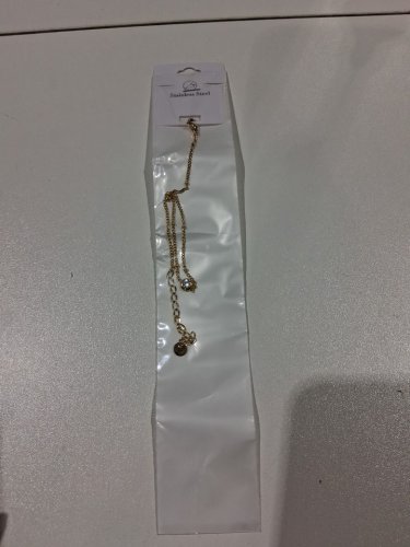 stainless steel round cubic zirconia beaded chain anklet - 8" - 10" - gold image 2