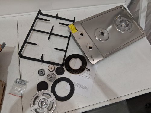 2 BURNER BUILT IN GAS COOKTOP- 12.2" X 20.12" X 3.94", 3750-12250 BTU- SILVER/BLACK ( MODEL: MGBS-312B4) image 4