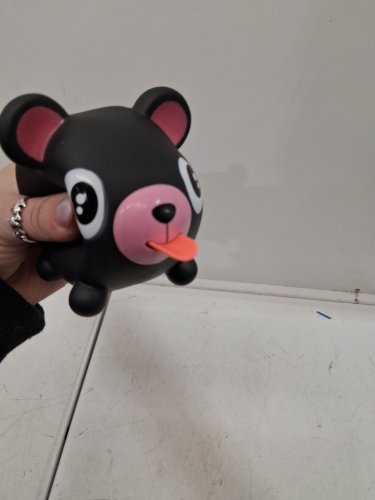 toyandona tongue out squeeze toy - 4" - black bear image 2