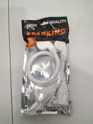 2PK SPARKING 3 PRONG Short Power Extension Cord - 1FT - WHITE image 2