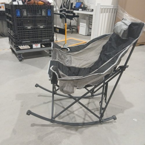 2PK SUNNYFEEL HEAVY-DUTY OVERSIZED PADDED ROCKING CAMPING CHAIR WITH CARRY BAG - 500LBS MAX/CAP -GREY - (MODEL: AC2026D) image 4