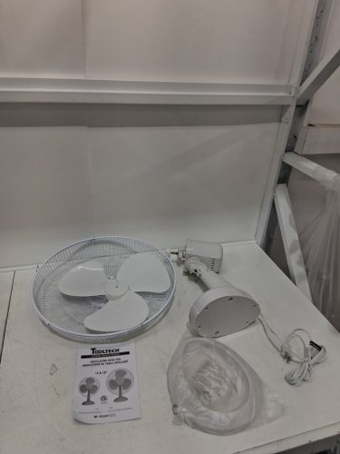 TOOLTECH 3-SPEED INDOOR OSCILLATING DESK FAN - 16" - WHITE (MODEL: 100076) image 3