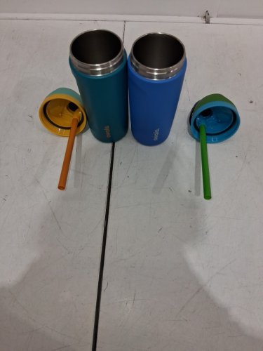 2pk Owala FreeSip Stainless Steel Water Bottles with straws - 16oz - blue/green (model: 2856617) image 4