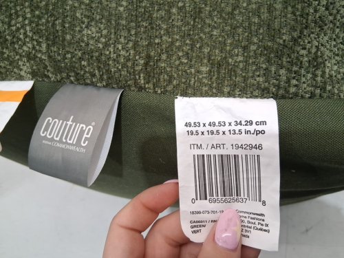couture pouf floor cushion with removable cover - 19.5" x 13.5" - green (model:1942946) image 3