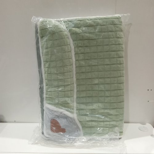 cozy plush DOG BED - 27.5" x 39" - sage/grey image 3