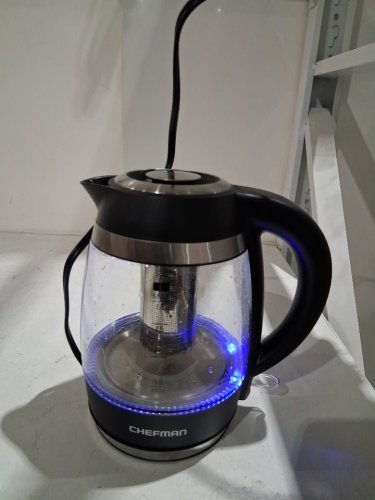 CHEFMAN EASY STEEP CORDLESS ELECTRIC GLASS KETTLE WITH TEA INFUSER - 1.8L capacity - STAINLESS STEEL - (MODEL: RJ11-18-ti-ca) image 3