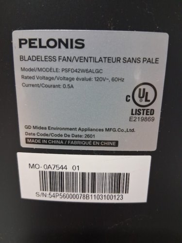 pelonis 40" bladeless tower fan - ultra quiet 20db dc motor - 6 speed 4 mode oscillating fan (model: PSFD42W6ALGC) image 8