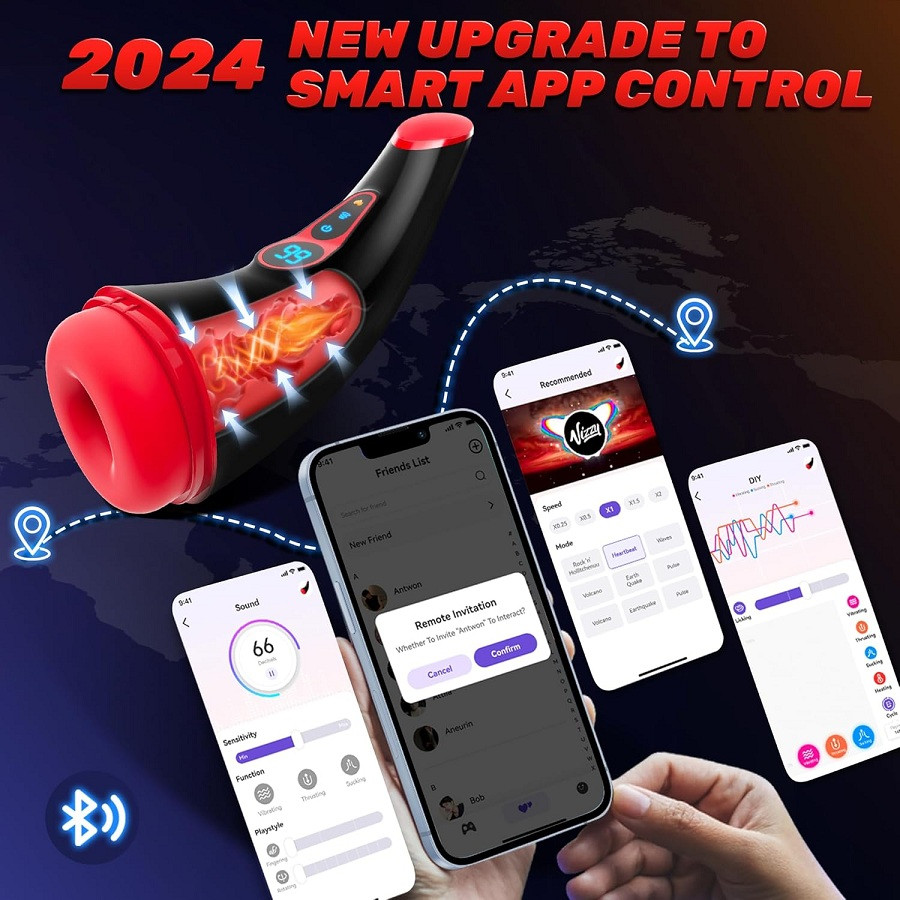 Men's Vibiul Masturbator Sleeve Sex Toy with 18 modes and app control - red/black (MODEL: G330) image 3