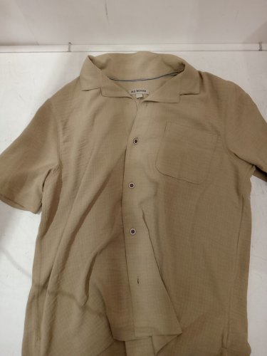 men's Ike Behar Short Sleeve Camp Collar Shirt - small - beige (Style: 1973277) image 2