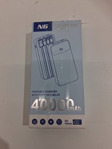 PORTABLE CHARGER POWER BANK WITH 4 BUILT IN CABLES - 35000MAH - BLACK (MODEL:N6) image 5