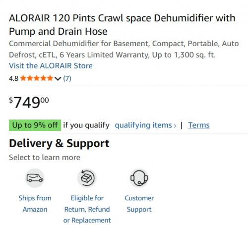 ALORAIR Crawl space Dehumidifier with Pump - 15 GAL - 1300Sq.FT - White (Model: Sentinel HD55P) image 2
