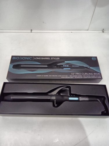 BIO IONIC LONG BARREL PRO CURLING IRON HAIR STYLER - 1.5" - BLACK (MODEL: Z-FGTST-CL-1.5) image 2