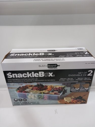 2PC SABATIER SNACKLEBOX WITH BAMBOO CUTTING BOARD LID - 7.8" X 12.7" - CLEAR/NATURAL (MODEL: 2906063) image 2