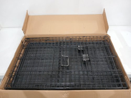 Metal dog crate cage - 36" - Black image 3
