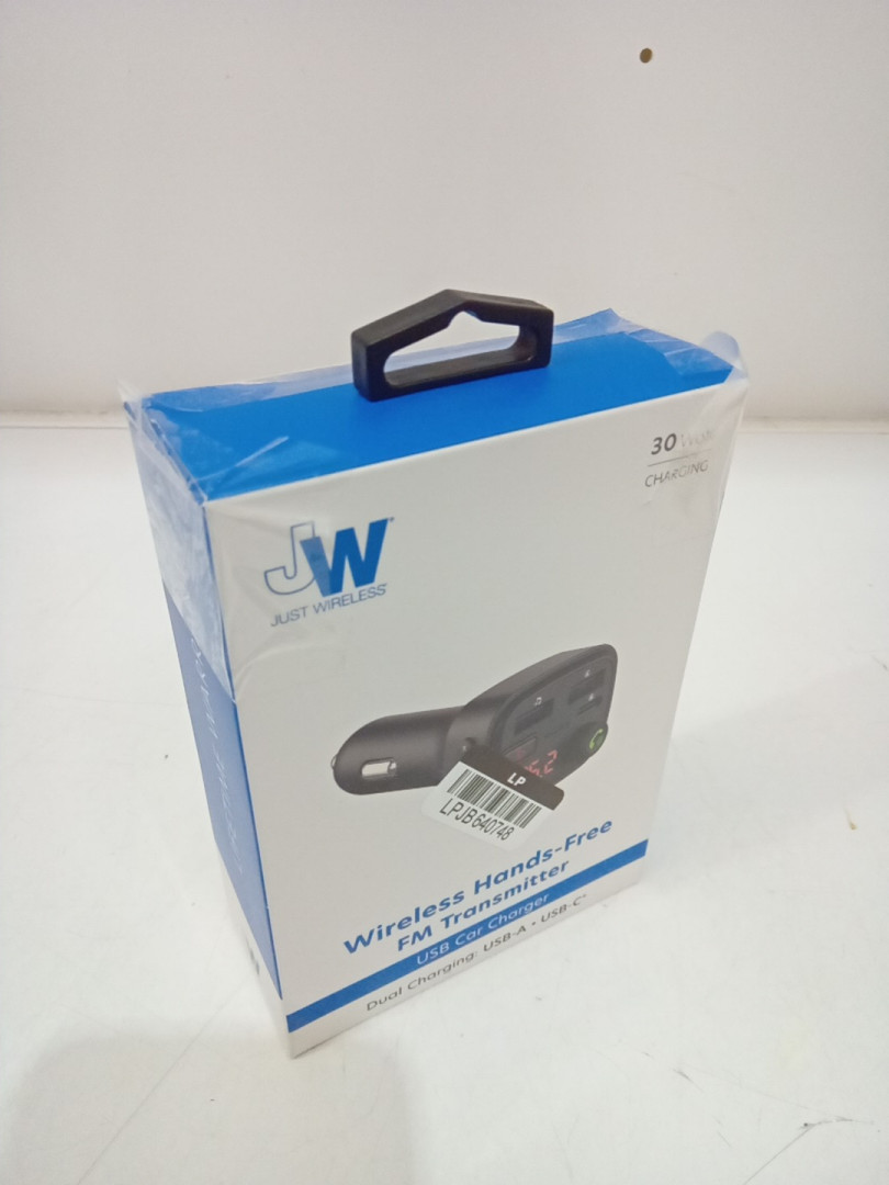 Just Wireless Bluetooth FM Transmitter with USB-A and USB-C Charging Ports and Bass Booster - 30w - Black (Model: 20088) image 2