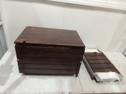 giantex wooden patio cooler cart with wheels - 54qt - rustic brown  (model: np12963bn) image 3