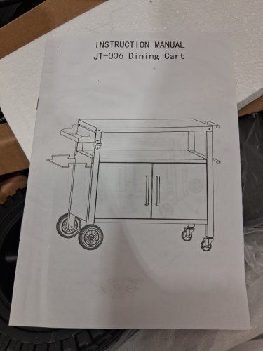 Dining Cart Table with Storage Cabinet - 100LB CAP - Black and Stainless Steel - (Model: JT-006) image 6