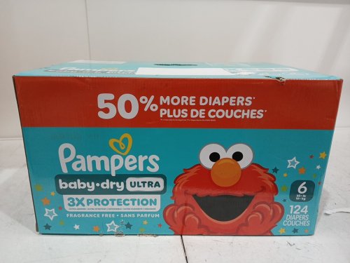 124PK pampers baby dry ultra fragrance free 3x protection diapers - size 6 (35lb+) image 2
