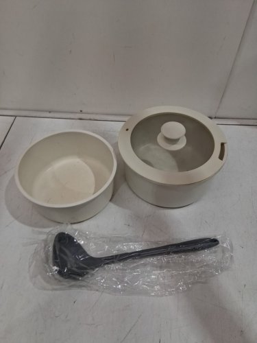 3PC CAROTE NON-STICK COOKWARE SET WITH DETACHABLE HANDLES - cream WHITE image 3