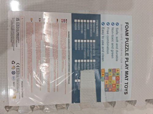 18PK FOAM PUZZLE PLAY MAT - 12" x 23" PIECES - WHITE/BROWN/BIEGE image 4