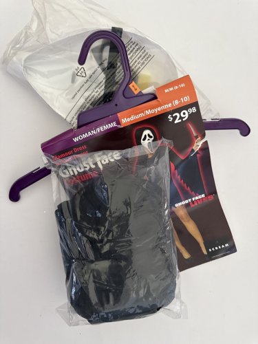WOMAN'S FUN WORLD SCREAM GHOSTFACE COSTUME - MEDIUM (8/10) - BLACK/WHITE image 2