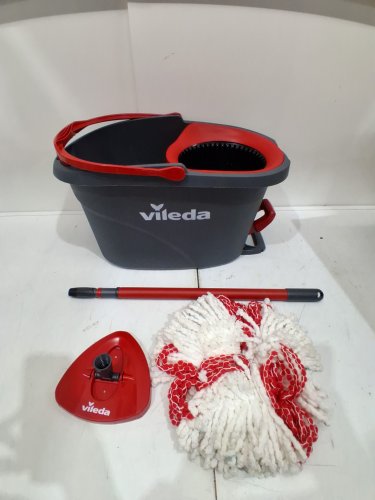 Vileda EasyWring Spin Mop Bucket Floor Cleaning System with Power Mop Head & extendable handle - red/grey (model: 172880/10683010609981/183310) image 3