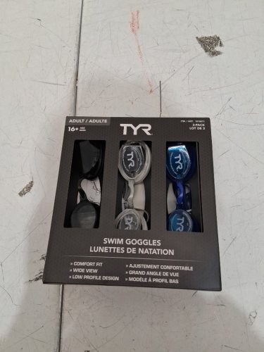 3PK ADULT UNISEX TYR Goggles - 16+ YEARS - GREY/BLACK/BLUE (MODEL:1819571) image 2