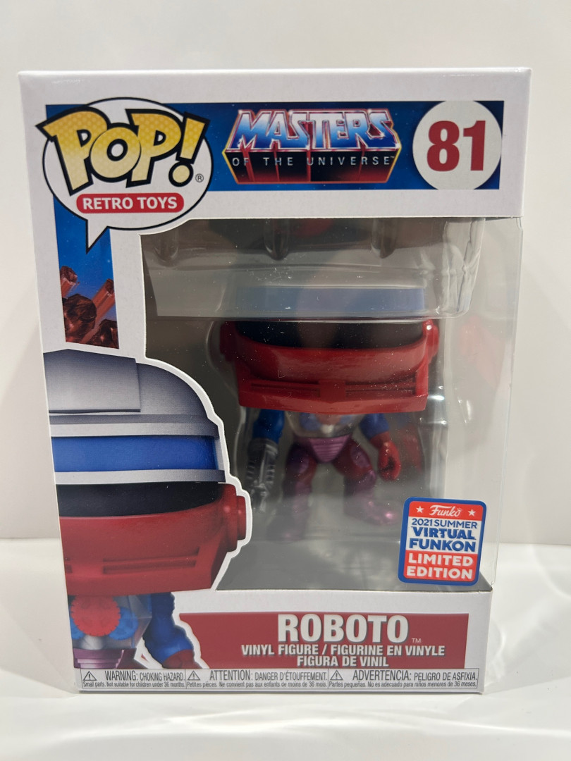 Funko pop! **2021 summer virtual funkon** retro toys: masters of the universe - roboto vinyl figure (#81) image 2