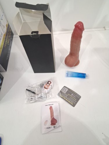 realistic waterproof thrusting suction cup dildo with remote control, heat function and 9 speeds - 8.3" - light brown image 2