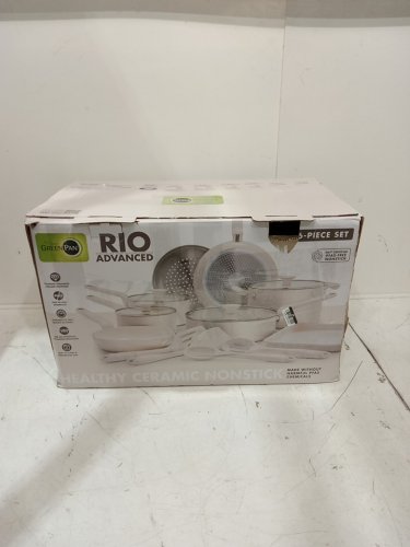 16PC greenpan rio advanced ceramic nonstick cookware set - cream image 2