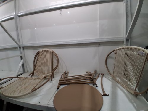 3pc SONGMICS Garden Bistro Patio Furniture Set -286lbs max - TABLE 19" X 17.7" - CHAIRS 22" X 30.7" X 15" - Camel Brown (MODEL: UGGF021K01) image 5