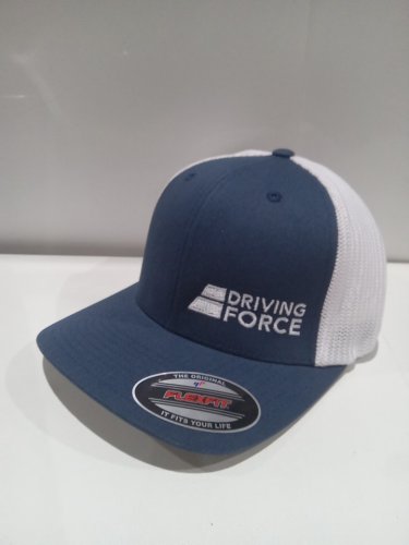 Flexfit Driving Force elastic mesh back Baseball Cap - OSFM - White/Navy image 2
