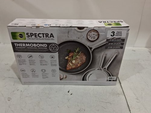 3PC GREENPAN SPECTRA HYBRID CERAMIC NON-STICK SKILLET SET - 8" | 10" | 12" - GREY (MODEL: 1901845) image 2