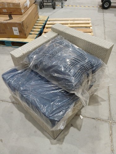 costway outdoor patio conversation set chaise piece - 27" x 28" x 34" - navy blue/grey image 8