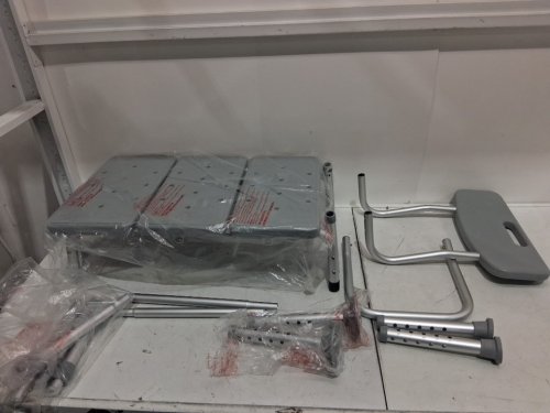 MEDLINE GUARDIAN TRANSFER BENCH WITH BACK & MICROBAN ANTIMICROBIAL TREATMENT - GREY (MODEL: G3-100KBX1) image 4
