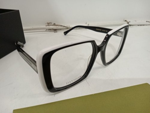 DANSHARI Kiyo eye glasses frames with demo lenses - 54▢18-140 - White / Black (model: DA07001AW5418) image 5