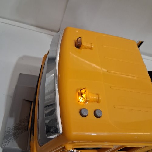 Driven by Battat jumbo crane truck toy with movable crane arm, sounds, lights, crane bucket attachment & miniature construction worker - 27" - yellow/black/white (model: WH1362z) image 4