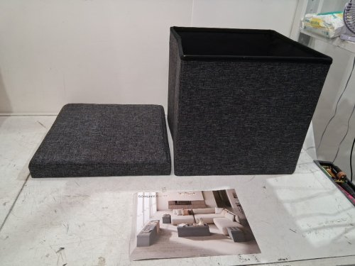 Foldable Storage Footrest Seat with Removable Cover - 25" x 25" - grey image 3