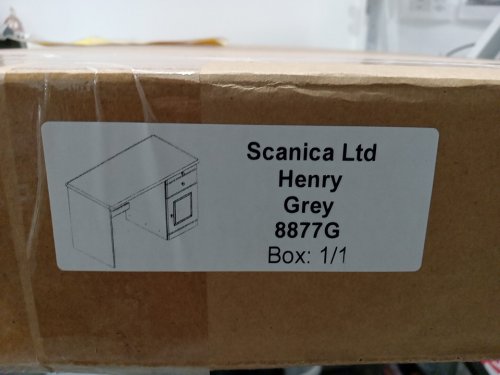 Scanica Henry Solid Wood Desk with Soft Close Drawers - 29.5" x 43.5" 21.5" - Grey (Model: 8877G) image 4