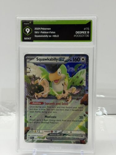 DEGREE GRADED 9 MINT 2024 POKEMON S&V PALDEAN FATES SQUAKABILLY EX HOLO CARD #75/091 image 2