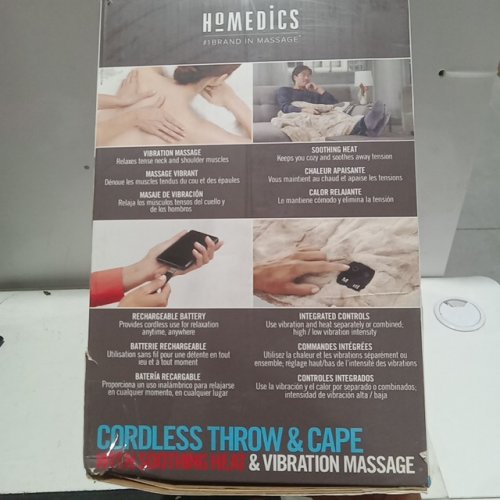 Homedics CORDLESS THROW & CAPE with HEAT and soothing VIBRATION massage - BEIGE (Model: HCM-TRW210HCF) image 4