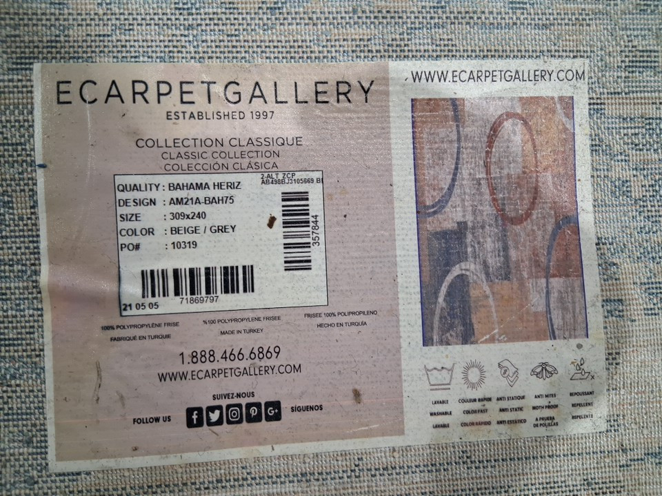 ECARPETGALLERY Bahama Heriz Kai Taupe Casual geometric area Rug - 10FT 2" x 7FT 10" - multi (model: am21A-BAH75) image 3