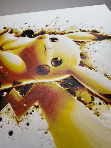 8"x8" 3D Printed - Pikachu- Pokémon - Textured Photo image 3