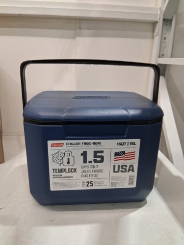COLEMAN CHILLER PORTABLE INSULATED HARD COOLER WITH HEAVY DUTY HANDLES - 16QT -holds 25 cans- DARK BLUE (MODEL: 2231502) image 3
