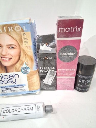 6 ASSORTED HAIR PRODUCTS - ASSORTED BRANDS, TYPES AND USES - COLORCHARM / CLAIROL/ GARNIER / MATRIX / TOPPIK / NO BLEACH LONDON image 4