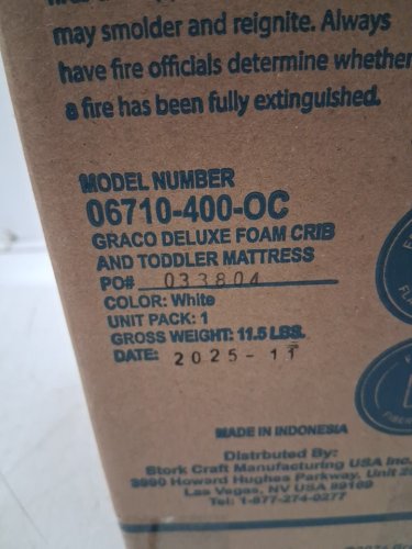 GRACO PREMIUM FOAM CRIB & TODDLER MATTRESS with WASHABLE COVER - WHITE (MODEL: 06710-400-OC) image 3