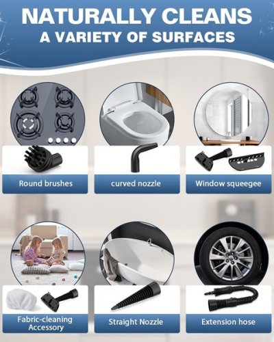 KLONA handheld steam cleaner with 10 attachments - 100-120v - (model: HY-307) image 2