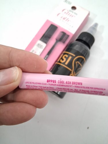 3 ASSORTED MAKEUP PRODUCTS - assorted brands, types and uses - ardell brow glue / visionary black airbrush liquid / nyx fluff and snatch brow powder pen image 4