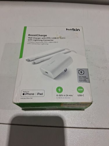 Belkin BoostCharge lighting Wall Charger with Programmable Power Supply (PPS) & USB-C to USB-C Cable - 30W (model: WCA005dq1MWH-B6) image 2