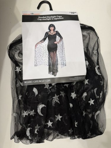 WOMEN'S WAY TO CELEBRATE HOODED STARLIGHT CAPE - OSFM - BLACK/SILVER image 2